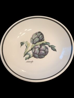 Over And Back Artichoke Design 9.5 Inch Large Pasta Bowl Made In Italy